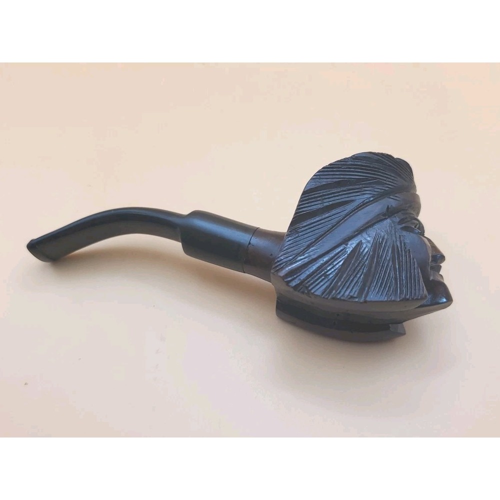 Vintage Hand Carved Indian Head Face Figural Pipe Collectors Smoking Pipe - Picture 10 of 11